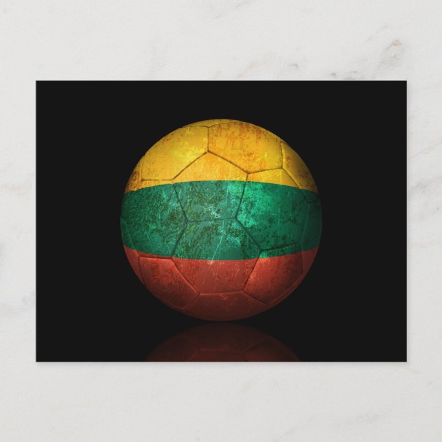 Cartão Postal Bola de Futebol de Bandeira da Lituânia vestida (Frente)