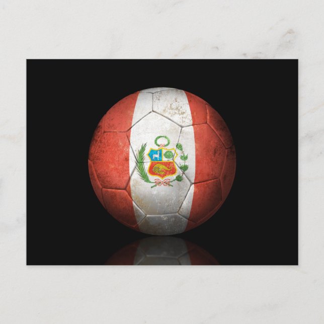 Cartão Postal Bola de Futebol de Bandeira do Peru vestida (Frente)