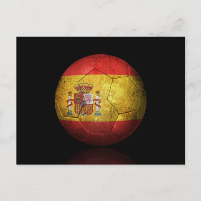 Cartão Postal Bola de Futebol de Bandeira espanhola vestida (Frente)
