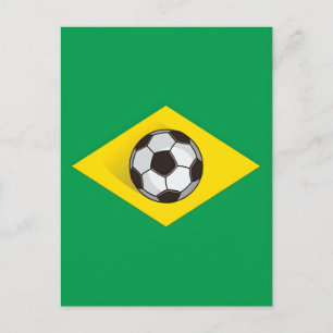 Cartão Postal Bola de Futebol em Chamas Bandeira Brasil