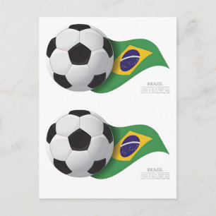 Cartão Postal Bola de Futebol em Chamas Bandeira Brasil