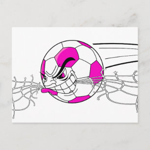Cartão Postal bola de futebol mordendo rede meninas rosa