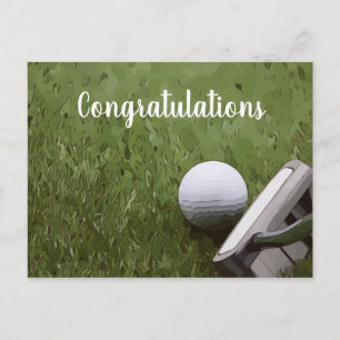 Cartão Postal Bola de golfe e Congratulação de taco