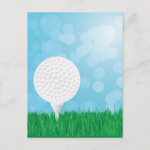 Cartão Postal bola de golfe no capim