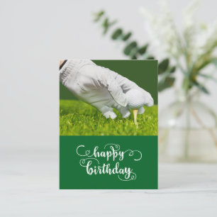 Cartão Postal Bola de golfe no verde Feliz Aniversário ao Golfis