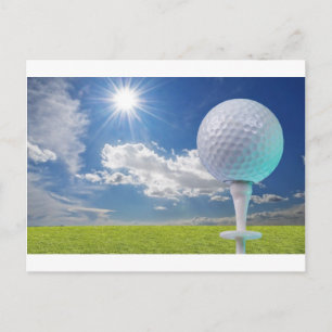 Cartão Postal bola de golfe numa teia com grama