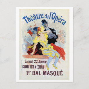 Cartão Postal Bola de mascarada da Vintage na Ópera Chéret