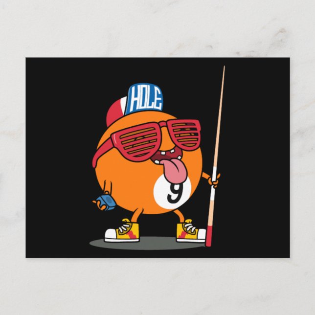 Cartão Postal Bola de nove do bilhar legal (Frente)