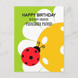 Cartão Postal Bola de Pickleball Feliz Aniversário Gelado Verde 
