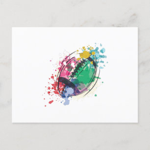 Cartão Postal Bola de rugby de aquarela
