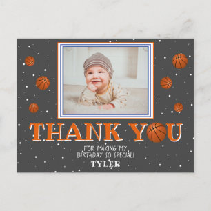 Cartão Postal Bolas de Basquete Fofas Quadro Negro Foto Obrigado