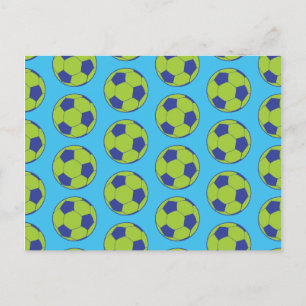 Cartão Postal Bolas de Futebol Verde Amantes de Esportes Jogador