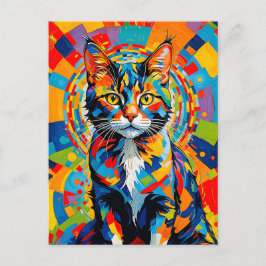 Cartão Postal Bold Abstrato Cat Art