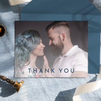 Bold Elegant Foto De Casamento Floral Obrigado