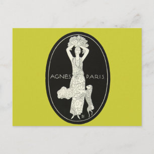 Cartão Postal Bold French Agnes Paris França Moda