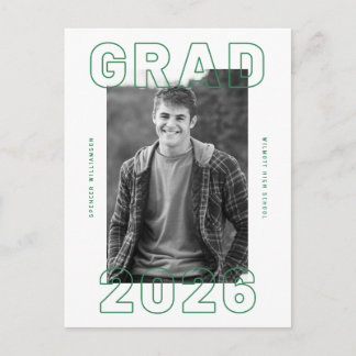 Cartão Postal Bold Graduation Photo Card | Announcement Postcard