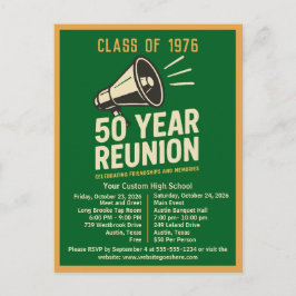 Cartão Postal Bold Retro High School Reunion Pep Rally Megaphone