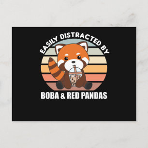 Cartão Postal Bolha Chá Vermelho Panda Chocolate Fora de Boba