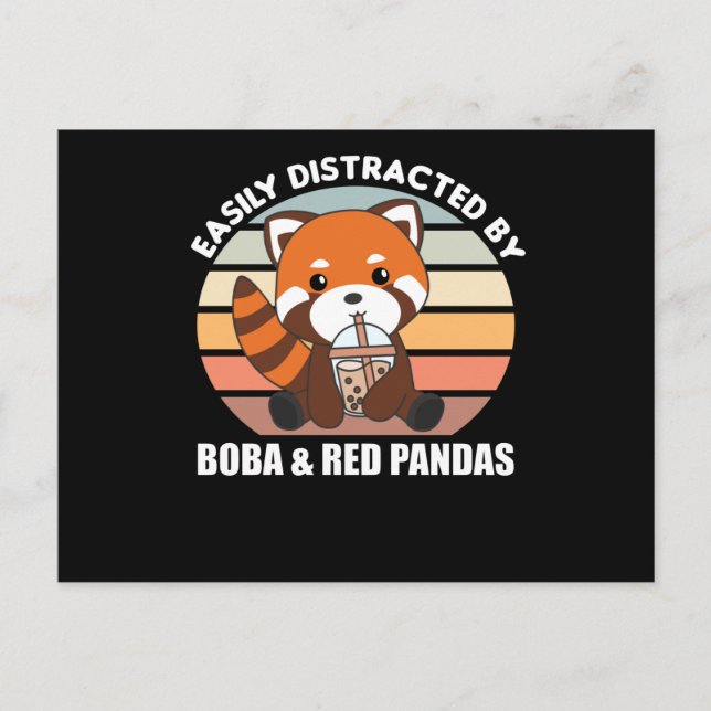 Cartão Postal Bolha Chá Vermelho Panda Chocolate Fora de Boba (Frente)