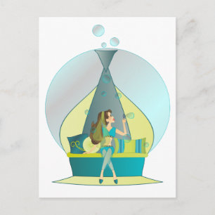 Cartão Postal Bolhas Genie Blowing