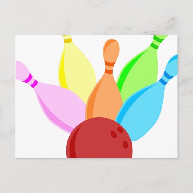 Cartão Postal Boliche de dez pinos (Frente)