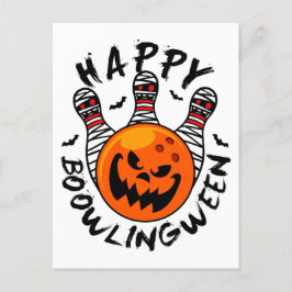 Cartão Postal Boliche Halloween Bowler Happy Bowlingentre
