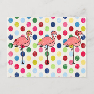 Cartão Postal Bolinhas Coloridas Cute Funky Flaming