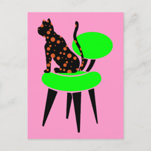 Cartão Postal Bolinhas Gato na Cadeira - Pop de Abstrato