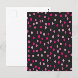 Cartão Postal Bolinhas rosa em preto