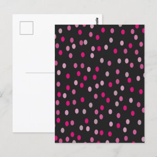 Cartão Postal Bolinhas rosa em preto