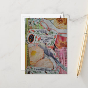 Cartão Postal bolinhos manteiga ovos Colagem