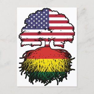 Cartão Postal Bolívia: América do Norte, Bolívia Bandeira de Árv