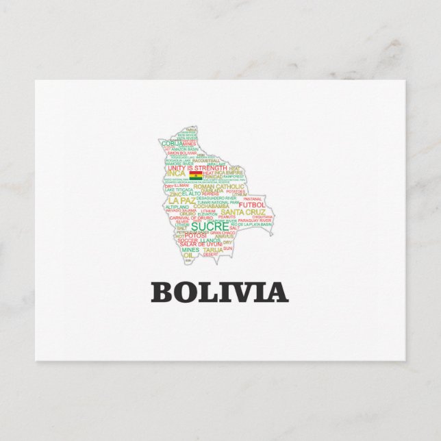 CARTÃO POSTAL BOLÍVIA WORD COLLAGE (Frente)