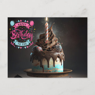 Cartão Postal Bolo Bonito Presentes de Aniversário Feliz Amor