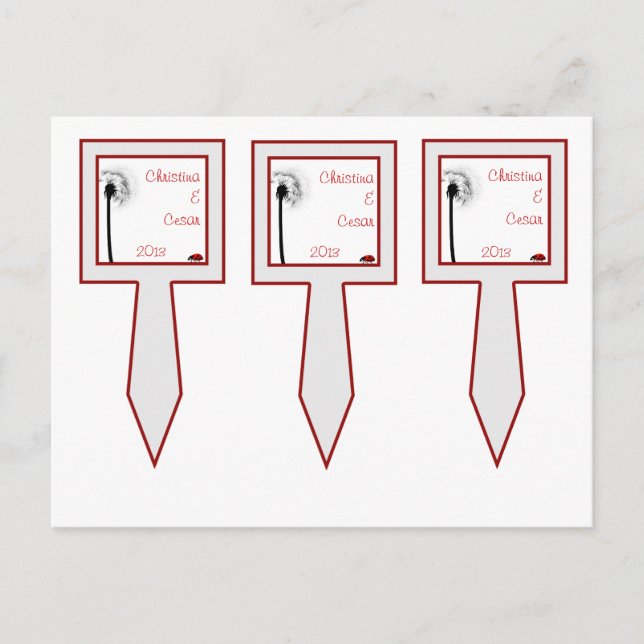 Cartão Postal Bolo de 3 Taças escolhe bugs em Dandelion Red Silh (Frente)