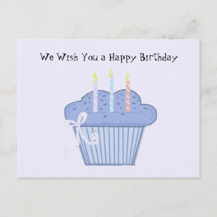 Cartão Postal Bolo de Aniversário Azul