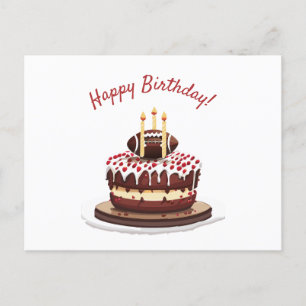 Cartão Postal Bolo de aniversário com futebol americano