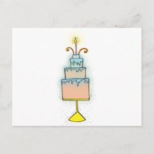 Cartão Postal Bolo de ANIVERSÁRIO com velas twirly encaracolado