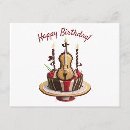 Cartão Postal Bolo de Aniversário com Violino