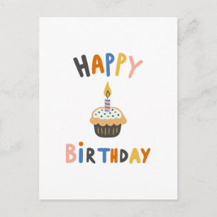 Cartão Postal Bolo de aniversário cupcake