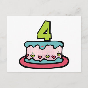 Cartão Postal Bolo de aniversário da criança de 4 anos