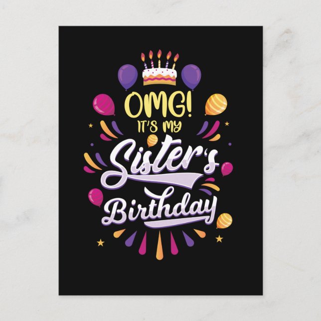 Cartão Postal Bolo de Aniversário da Irmã Irmão Engraçado (Frente)