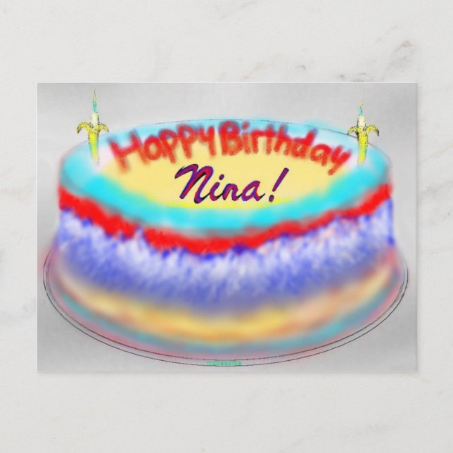 Cartão Postal Bolo de aniversário da Nina (Frente)