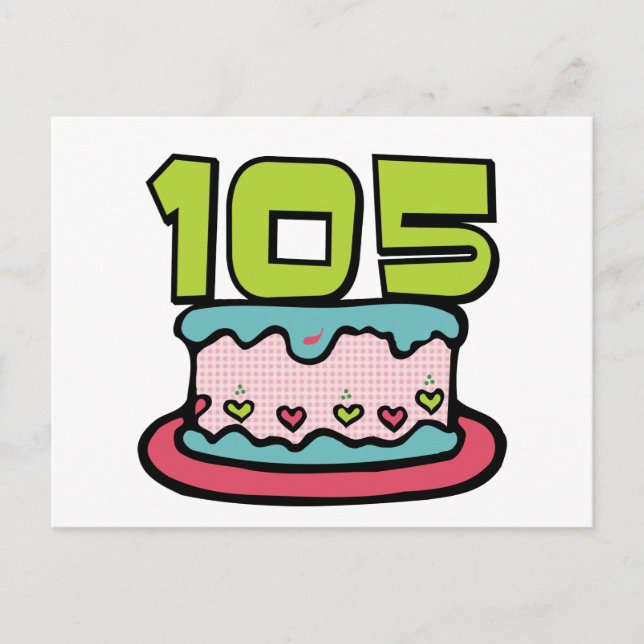 Cartão Postal Bolo de aniversário de 105 anos (Frente)