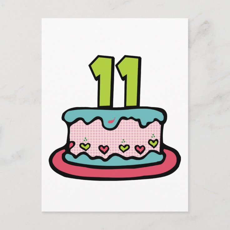 Cartão Postal Bolo de aniversário de 11 anos | Zazzle.com.br