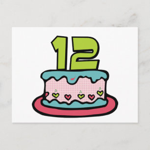 Cartão Postal Bolo de aniversário de 12 anos