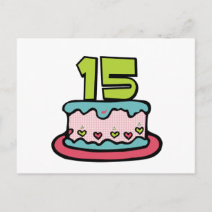 Cartão Postal Bolo de Aniversário de 15 Anos