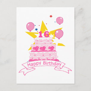 Cartão Postal Bolo de aniversário de 16 anos