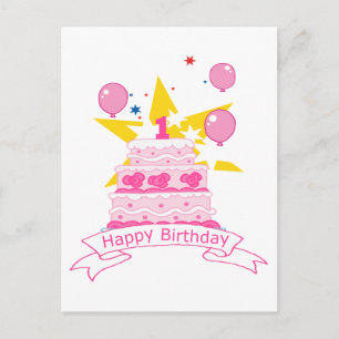 Cartão Postal Bolo de Aniversário de 1 Ano