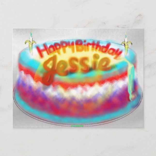Cartão Postal Bolo de aniversário de 2014 da Jessie (Frente)